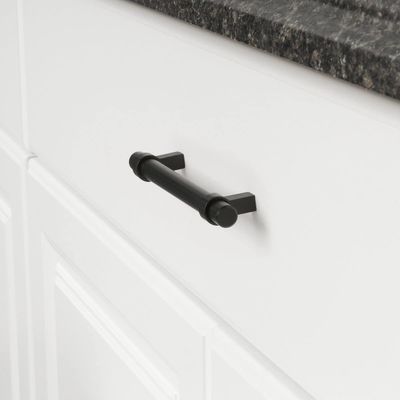 6.63 pulgadas de acero inoxidable de barra recta gabinete mango de 5 pulgadas agujero centro plano negro