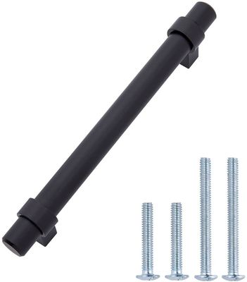 6.63 pulgadas de acero inoxidable de barra recta gabinete mango de 5 pulgadas agujero centro plano negro