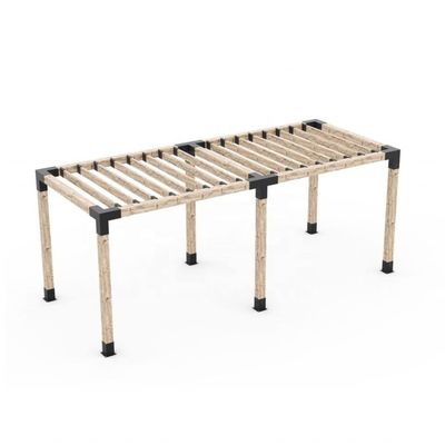 Kit de soporte de madera elevado con proceso de estampado y soportes de acero que se ajusta a 6x6 Pergola