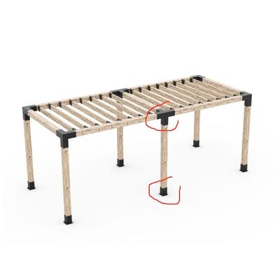 Kit de soporte de madera elevado con proceso de estampado y soportes de acero que se ajusta a 6x6 Pergola