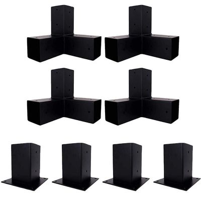 Kit de soporte de madera elevado con proceso de estampado y soportes de acero que se ajusta a 6x6 Pergola